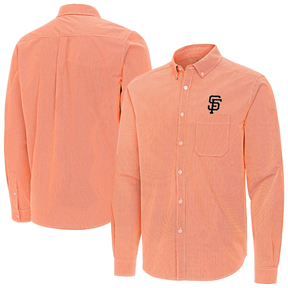 Men's Antigua Orange San Francisco Giants Porter Woven Long Sleeve Button-Down Shirt