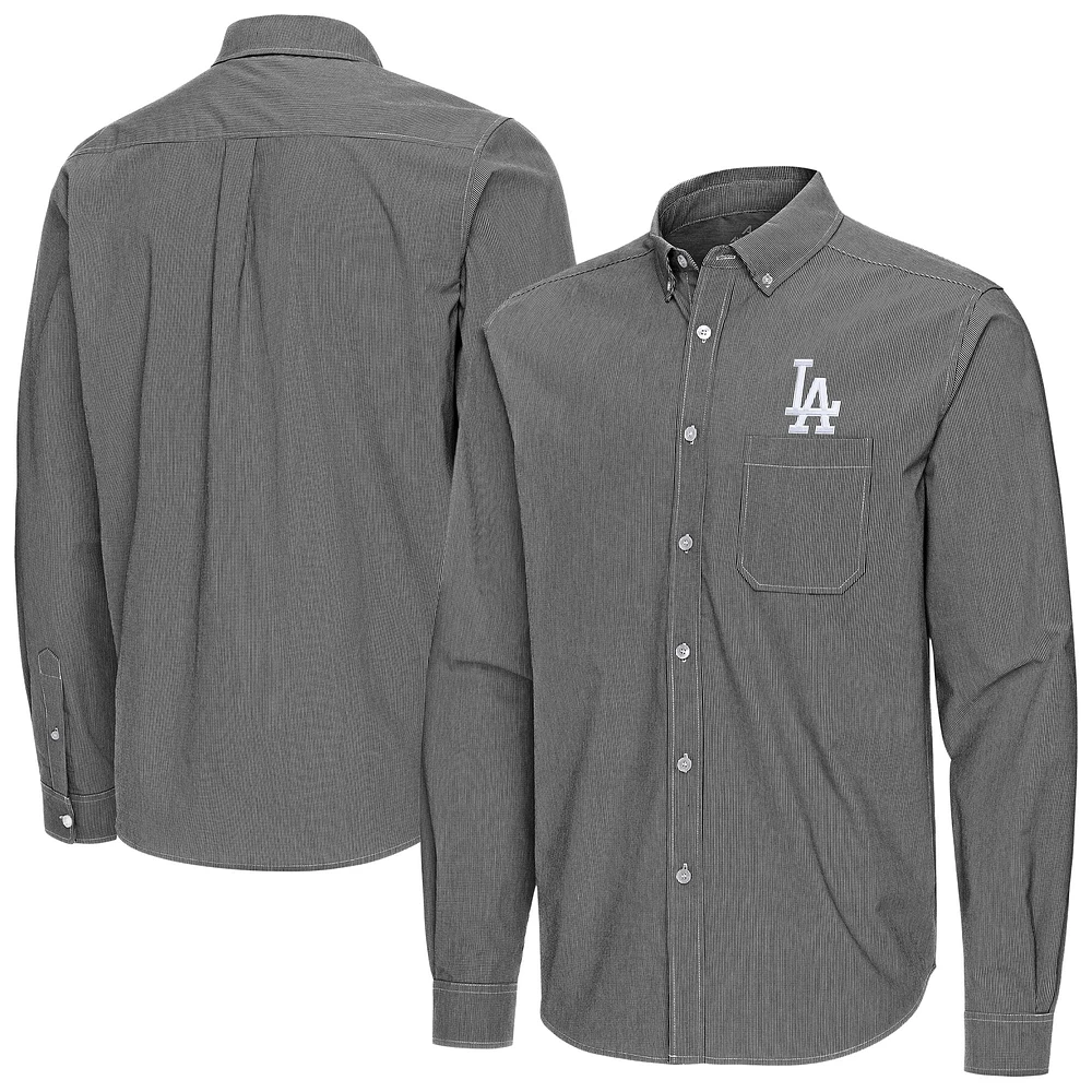Men's Antigua Los Angeles Dodgers Porter Woven Long Sleeve Button-Down Shirt