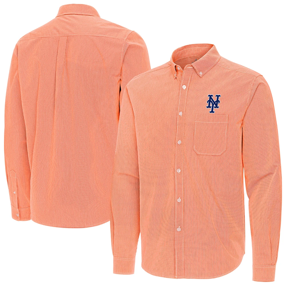 Men's Antigua New York Mets Porter Woven Long Sleeve Button-Down Shirt