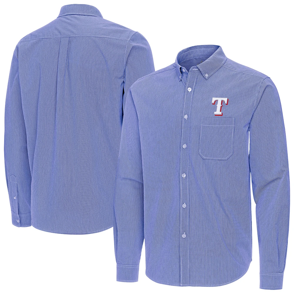 Men's Antigua Royal Texas Rangers Porter Woven Long Sleeve Button-Down Shirt