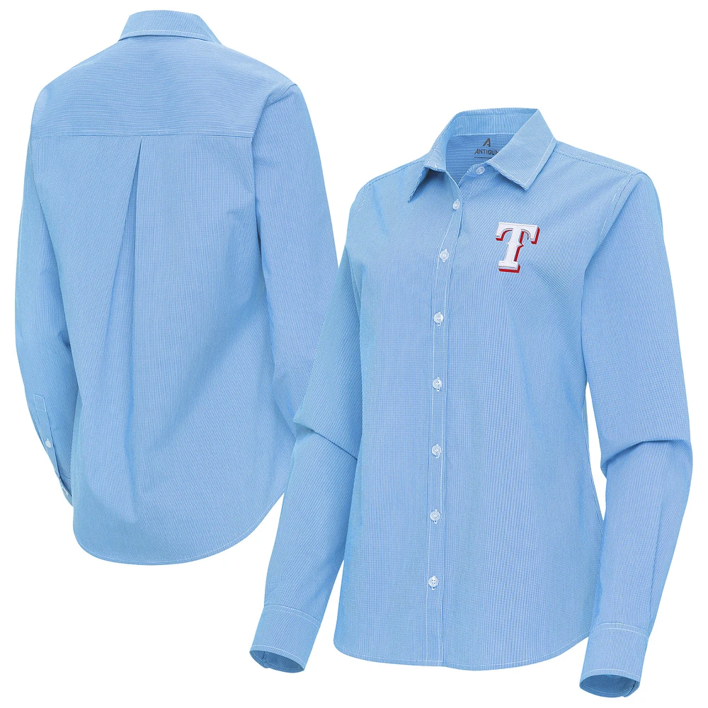 Women's Antigua Powder Blue Texas Rangers Porter Woven Long Sleeve Button-Up Shirt