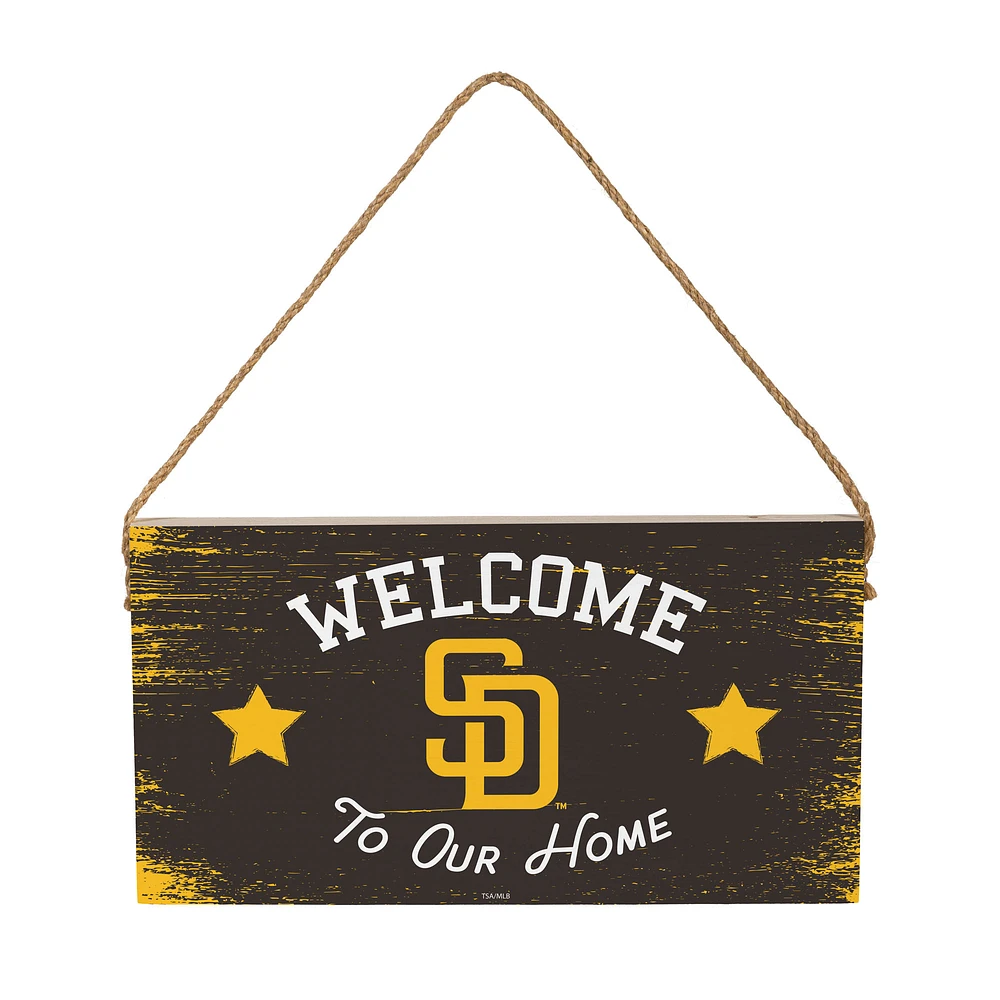 San Diego Padres 6" x 11" Welcome Home Wood Wall Sign with Rope Hanger