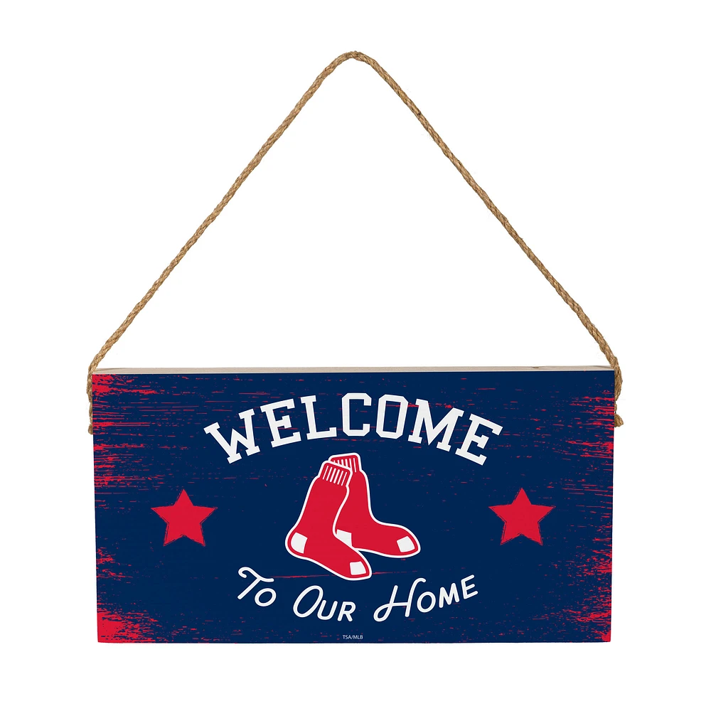 Boston Red Sox 6" x 11" Welcome Home Wood Wall Sign with Rope Hanger