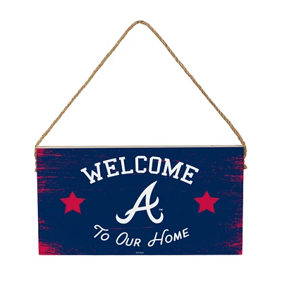 Atlanta Braves 6" x 11" Welcome Home Wood Wall Sign with Rope Hanger