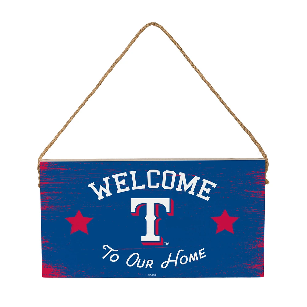 Texas Rangers 6" x 11" Welcome Home Wood Wall Sign with Rope Hanger
