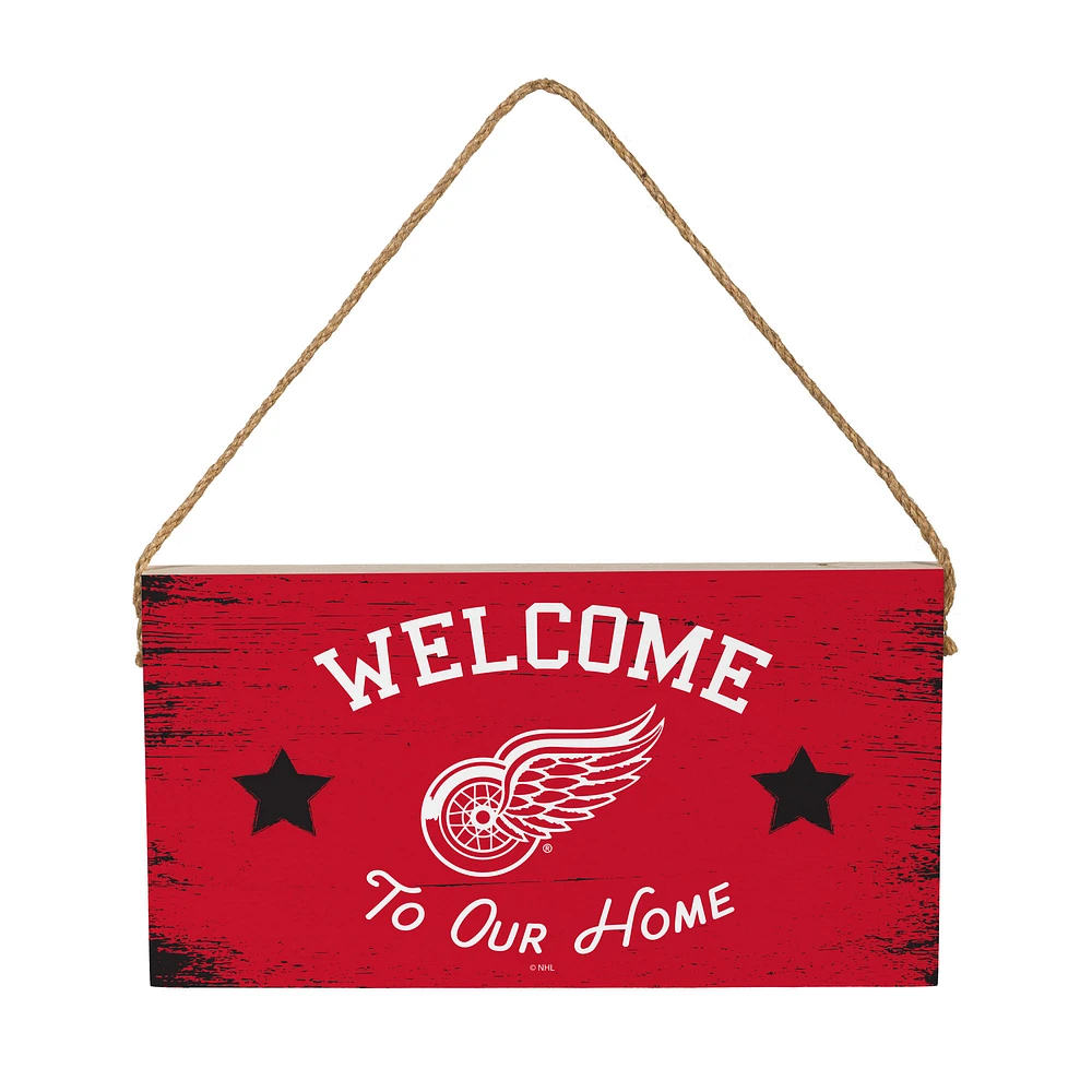 Detroit Red Wings 6" x 11" Welcome Home Wood Wall Sign with Rope Hanger