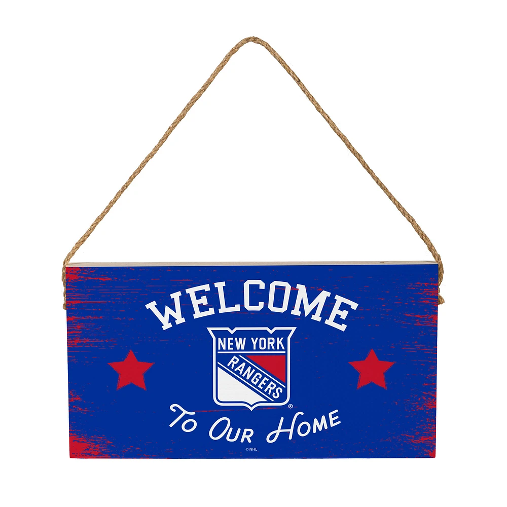 New York Rangers 6" x 11" Welcome Home Wood Wall Sign with Rope Hanger
