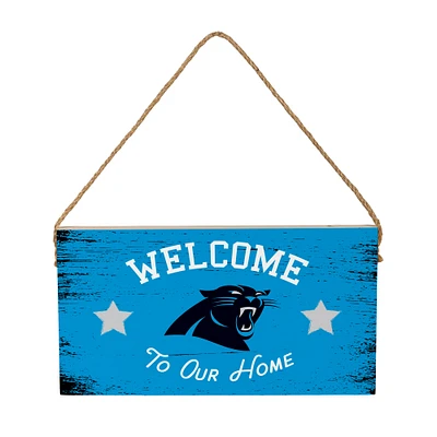 Carolina Panthers 6" x 11" Welcome Home Wood Wall Sign with Rope Hanger