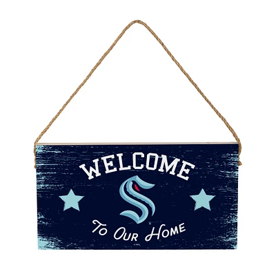 Seattle Kraken 6" x 11" Welcome Home Wood Wall Sign with Rope Hanger