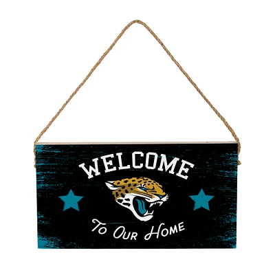Jacksonville Jaguars 6" x 11" Welcome Home Wood Wall Sign with Rope Hanger