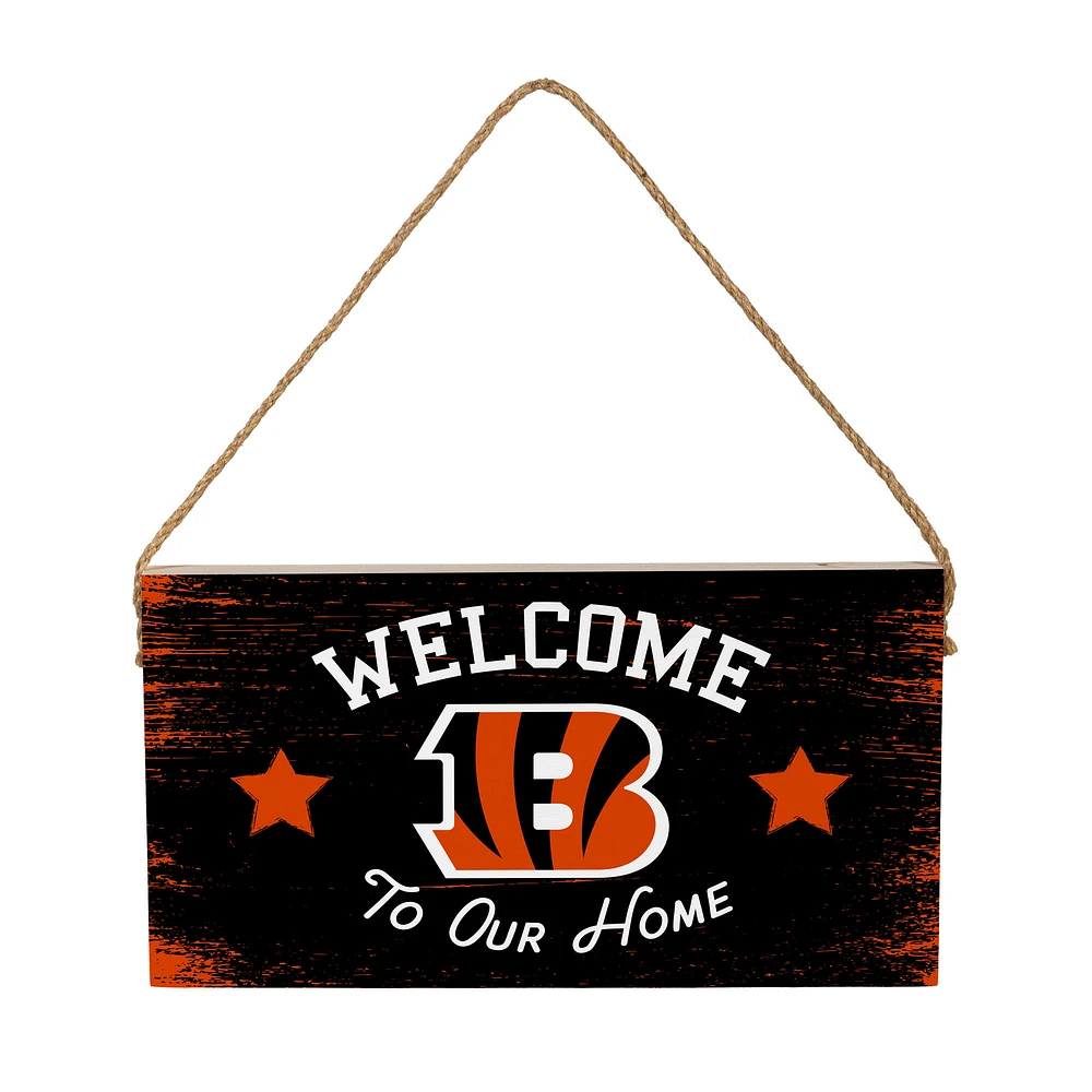 Cincinnati Bengals 6" x 11" Welcome Home Wood Wall Sign with Rope Hanger