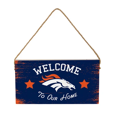 Denver Broncos 6" x 11" Welcome Home Wood Wall Sign with Rope Hanger