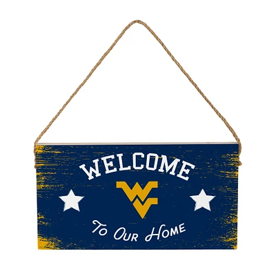 West Virginia Mountaineers 6" x 11" Welcome Home Wood Wall Sign with Rope Hanger