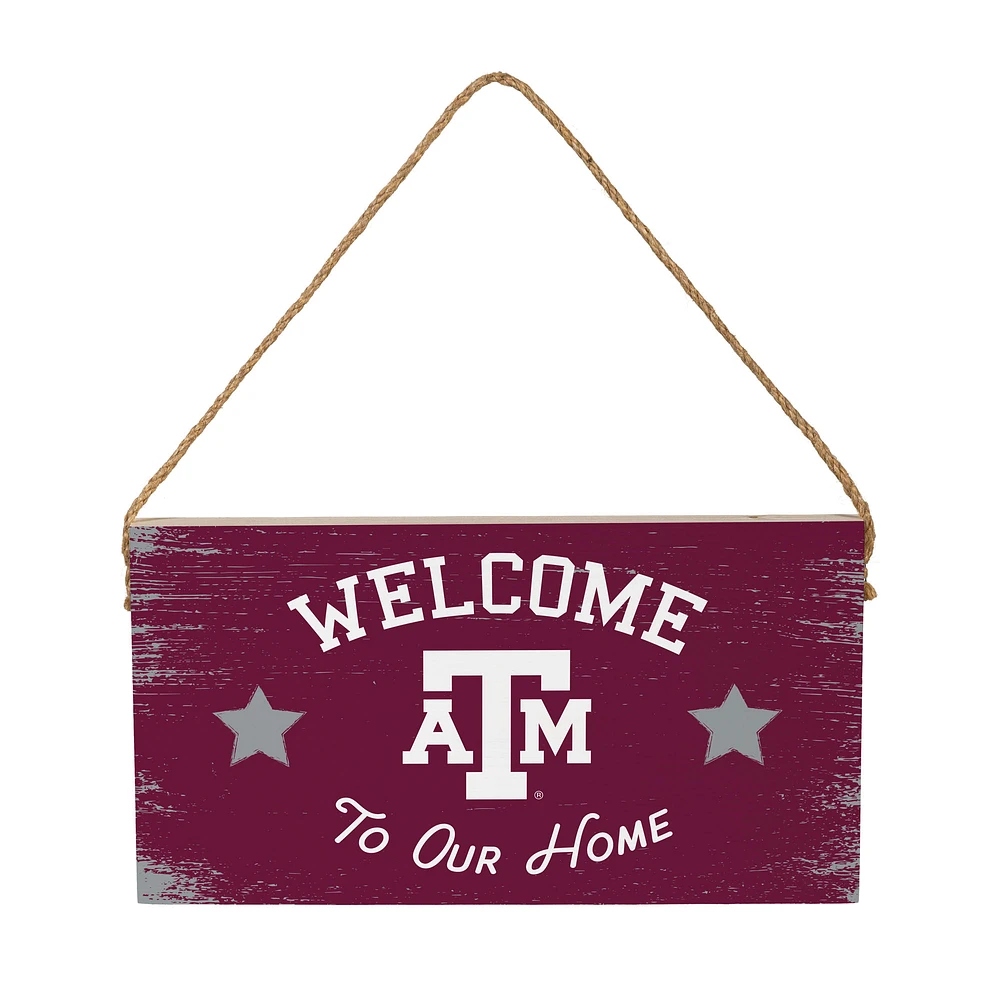 Texas A&M Aggies 6" x 11" Welcome Home Wood Wall Sign with Rope Hanger