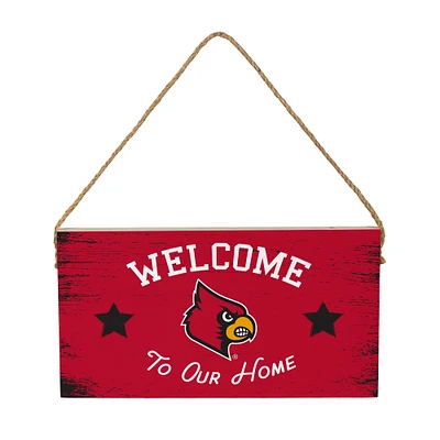 Louisville Cardinals 6" x 11" Welcome Home Wood Wall Sign with Rope Hanger