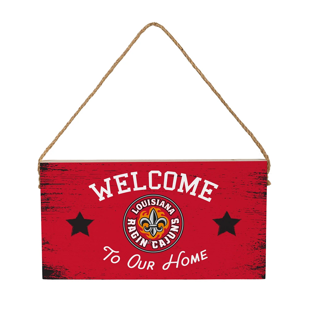 Louisiana Ragin' Cajuns 6" x 11" Welcome Home Wood Wall Sign with Rope Hanger
