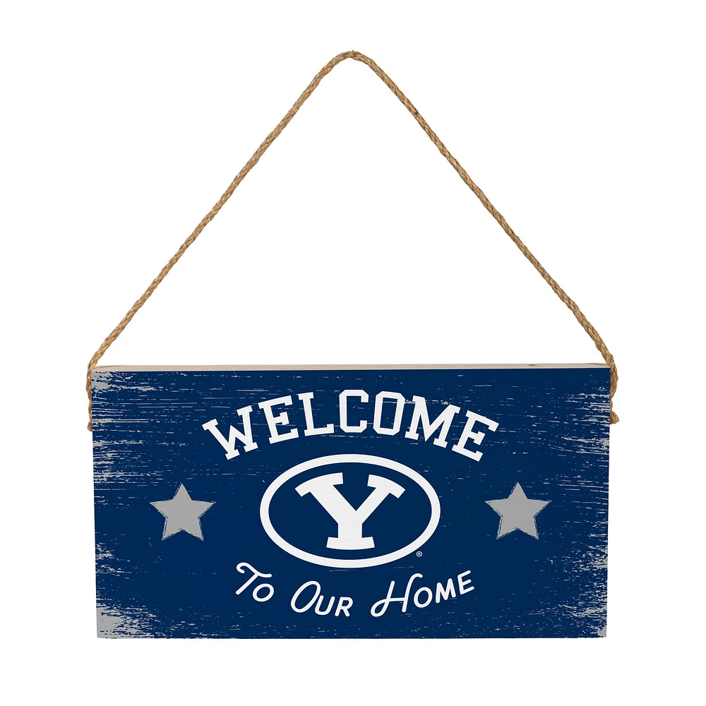 BYU Cougars 6" x 11" Welcome Home Wood Wall Sign with Rope Hanger