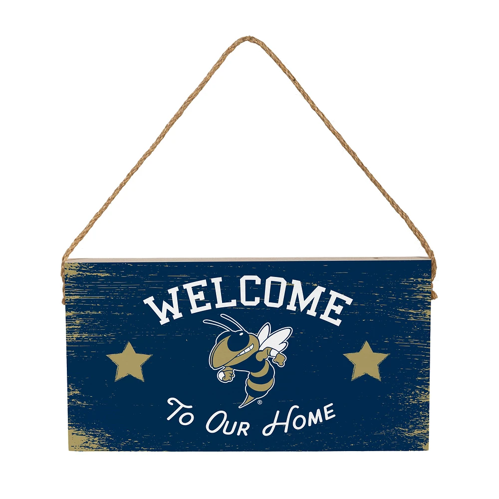 Georgia Tech Yellow Jackets 6" x 11" Welcome Home Wood Wall Sign with Rope Hanger