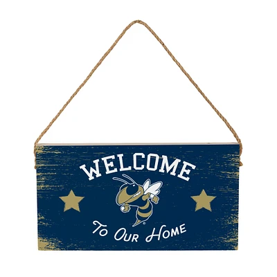 Georgia Tech Yellow Jackets 6" x 11" Welcome Home Wood Wall Sign with Rope Hanger