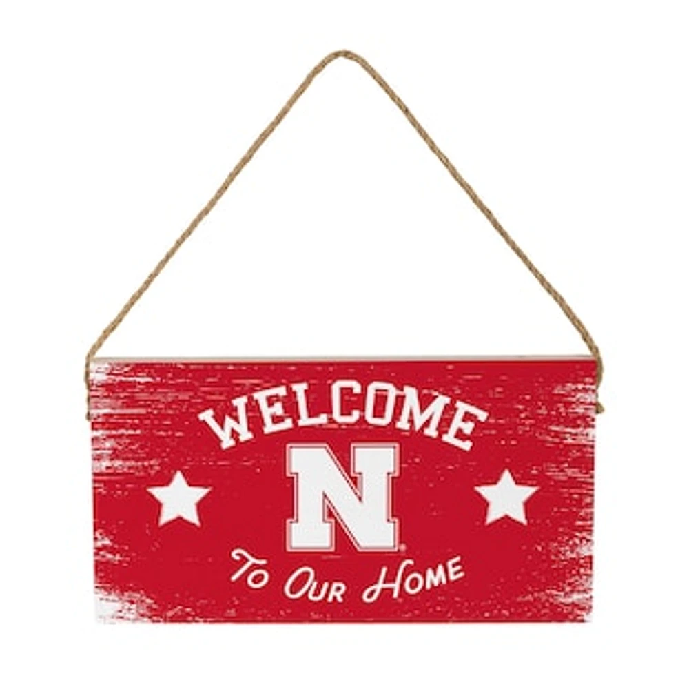 Nebraska Huskers 6" x 11" Welcome Home Wood Wall Sign with Rope Hanger