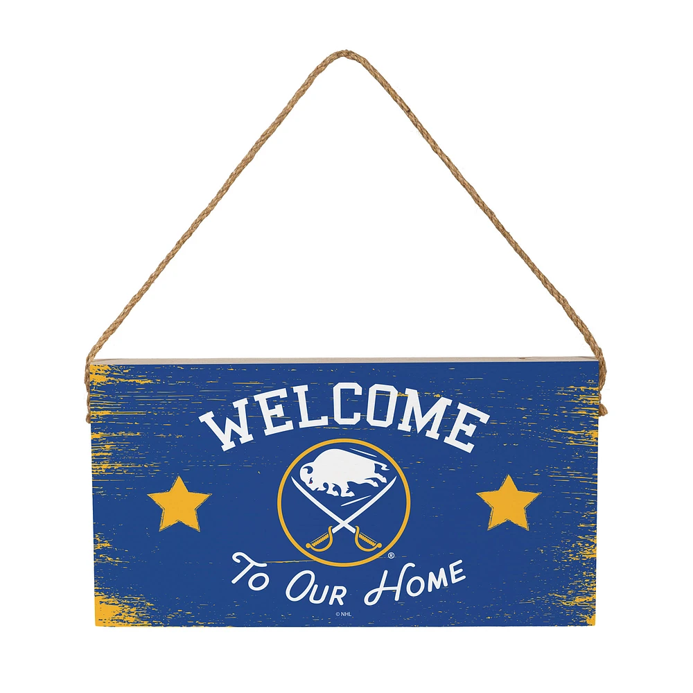 Buffalo Sabres 6" x 11" Welcome Home Wood Wall Sign with Rope Hanger
