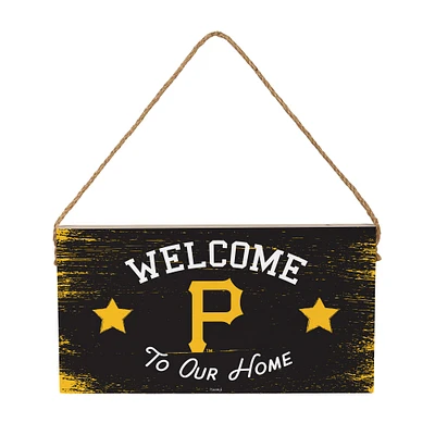 Pittsburgh Pirates 6" x 11" Welcome Home Wood Wall Sign with Rope Hanger