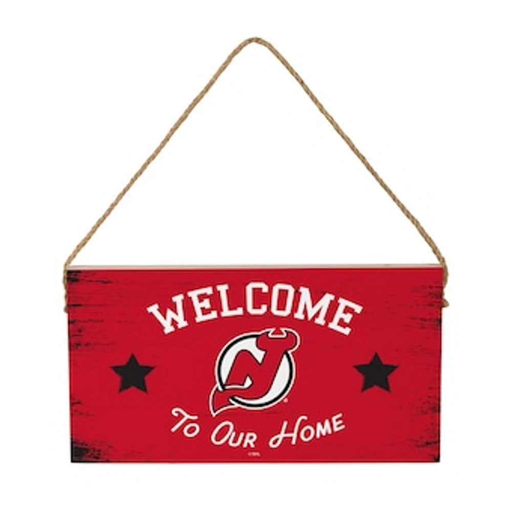 New Jersey Devils 6" x 11" Welcome Home Wood Wall Sign with Rope Hanger