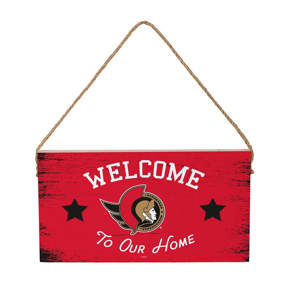Ottawa Senators 6" x 11" Welcome Home Wood Wall Sign with Rope Hanger