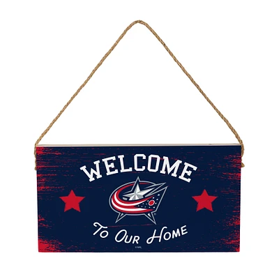 Columbus Blue Jackets 6" x 11" Welcome Home Wood Wall Sign with Rope Hanger
