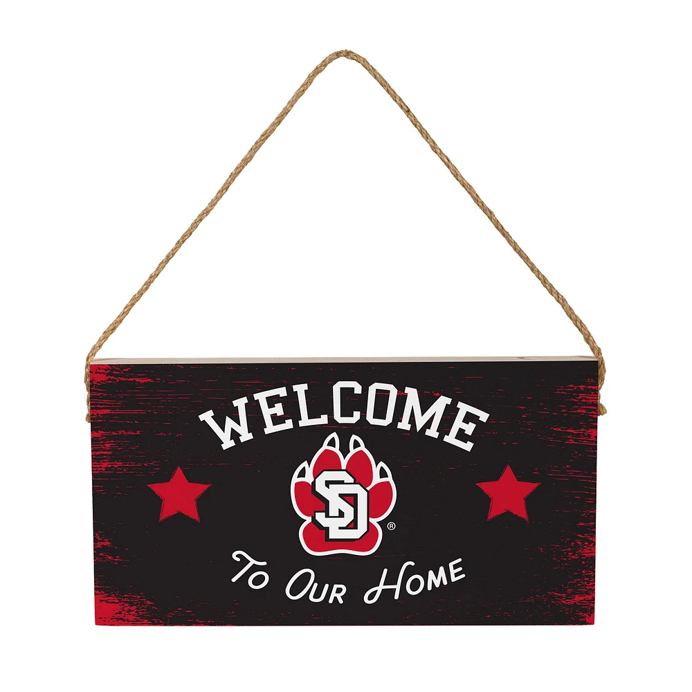 South Dakota Coyotes 6" x 11" Welcome Home Wood Wall Sign with Rope Hanger