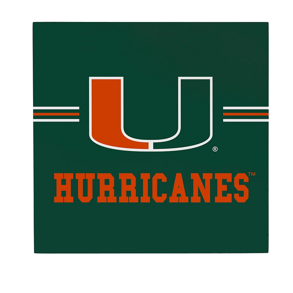 Miami Hurricanes 12" x 12" Wood Wall Sign