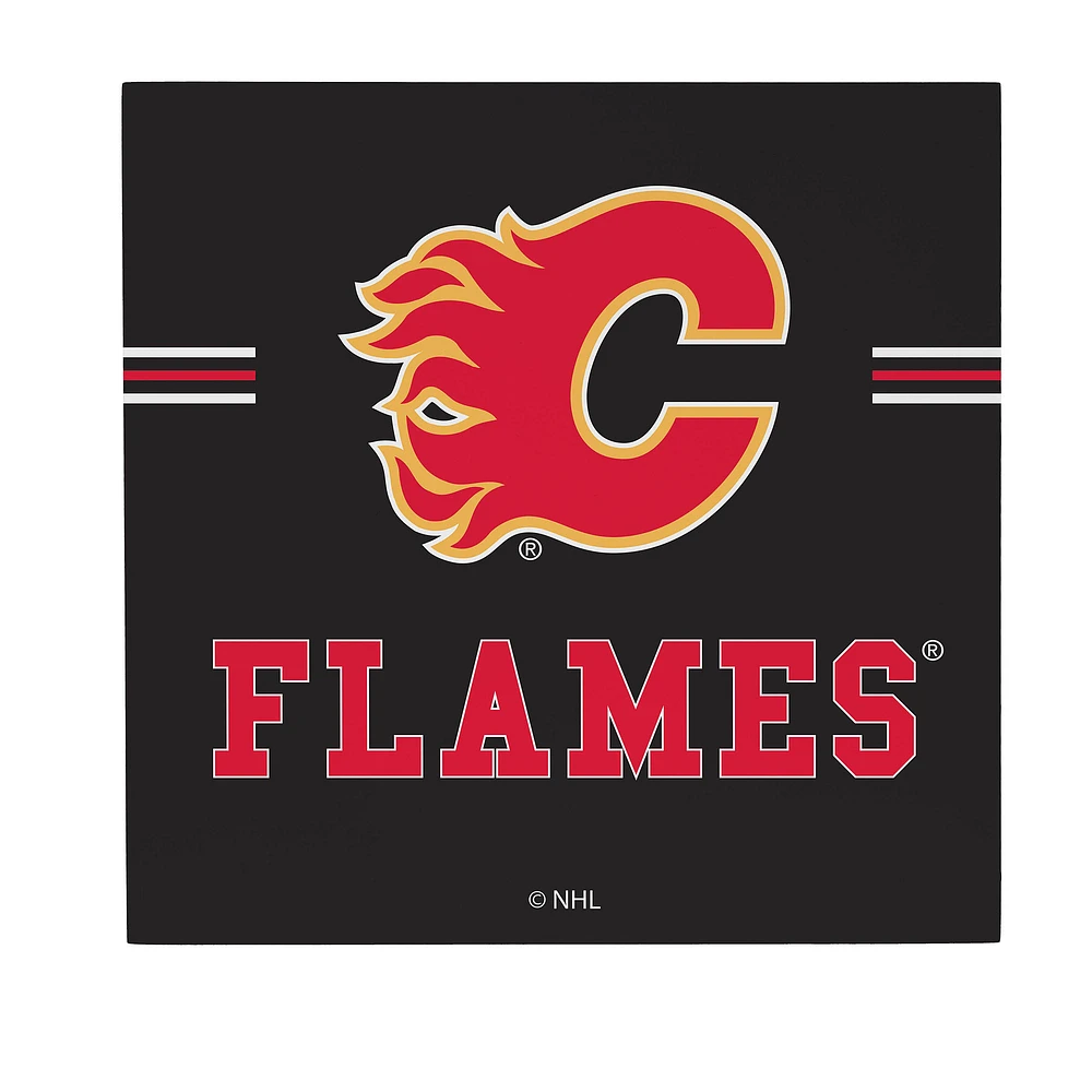 Calgary Flames 12" x 12" Wood Wall Sign