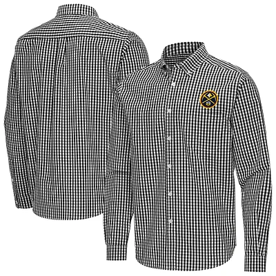 Men's Antigua Denver Nuggets Ellis Woven Tri-Blend Button-Down Shirt