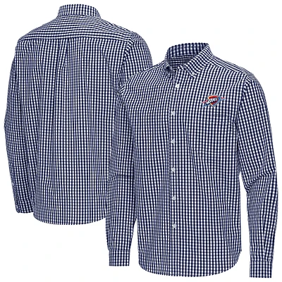 Men's Antigua Navy Oklahoma City Thunder Ellis Woven Tri-Blend Button-Down Shirt