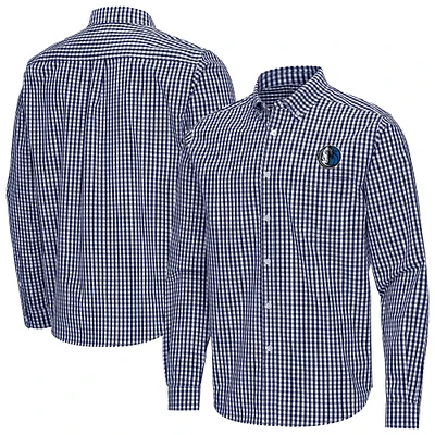 Men's Antigua Navy Dallas Mavericks Ellis Woven Tri-Blend Button-Down Shirt