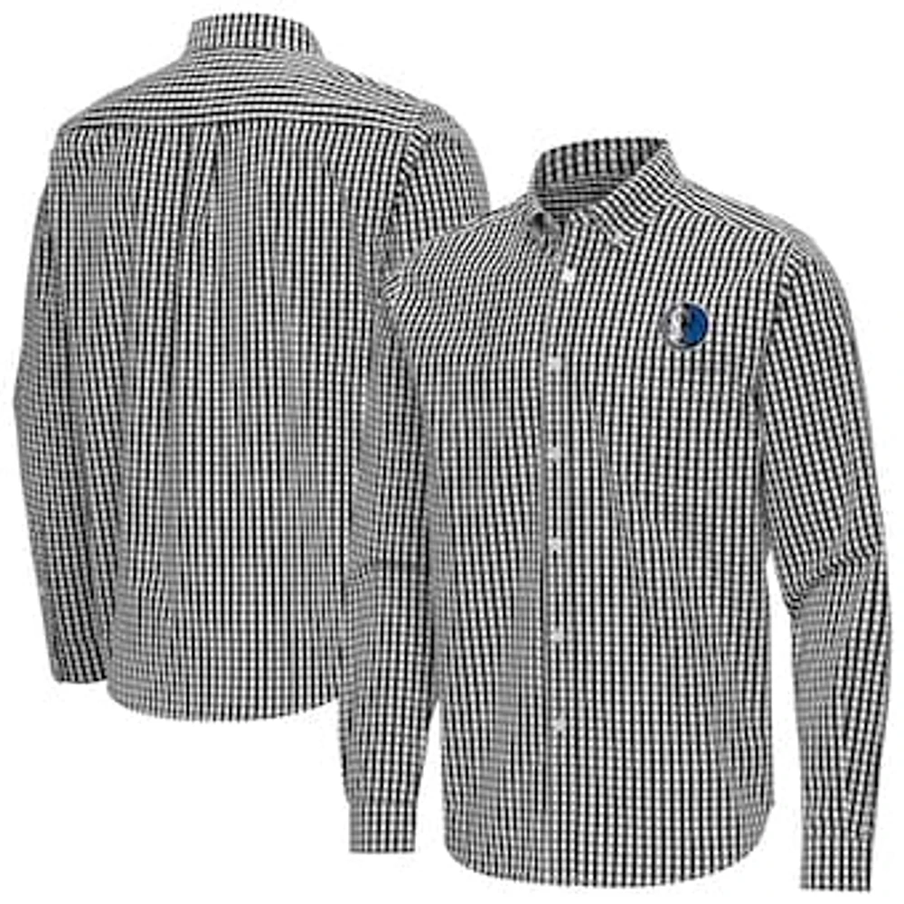 Men's Antigua Dallas Mavericks Ellis Woven Tri-Blend Button-Down Shirt