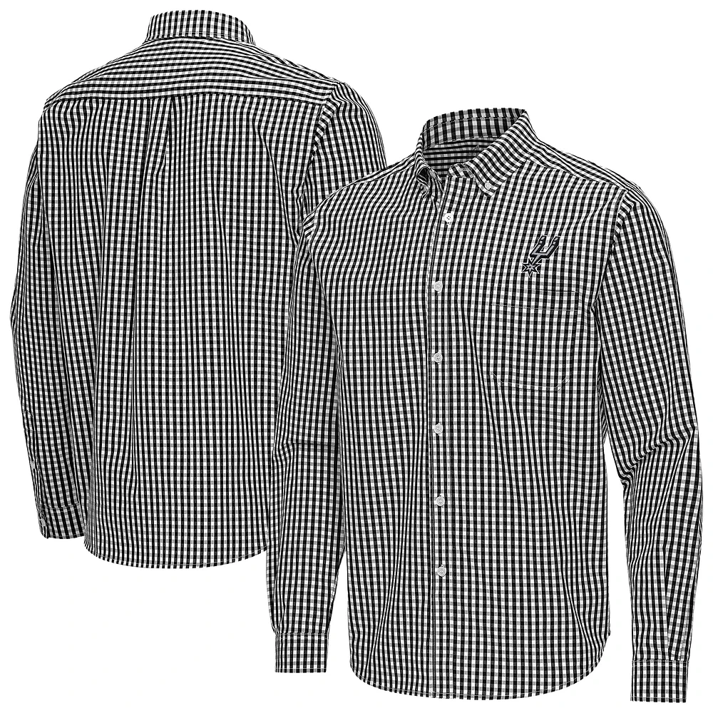 Men's Antigua San Antonio Spurs Ellis Woven Tri-Blend Button-Down Shirt