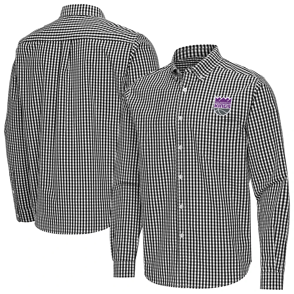 Men's Antigua Sacramento Kings Ellis Woven Tri-Blend Button-Down Shirt