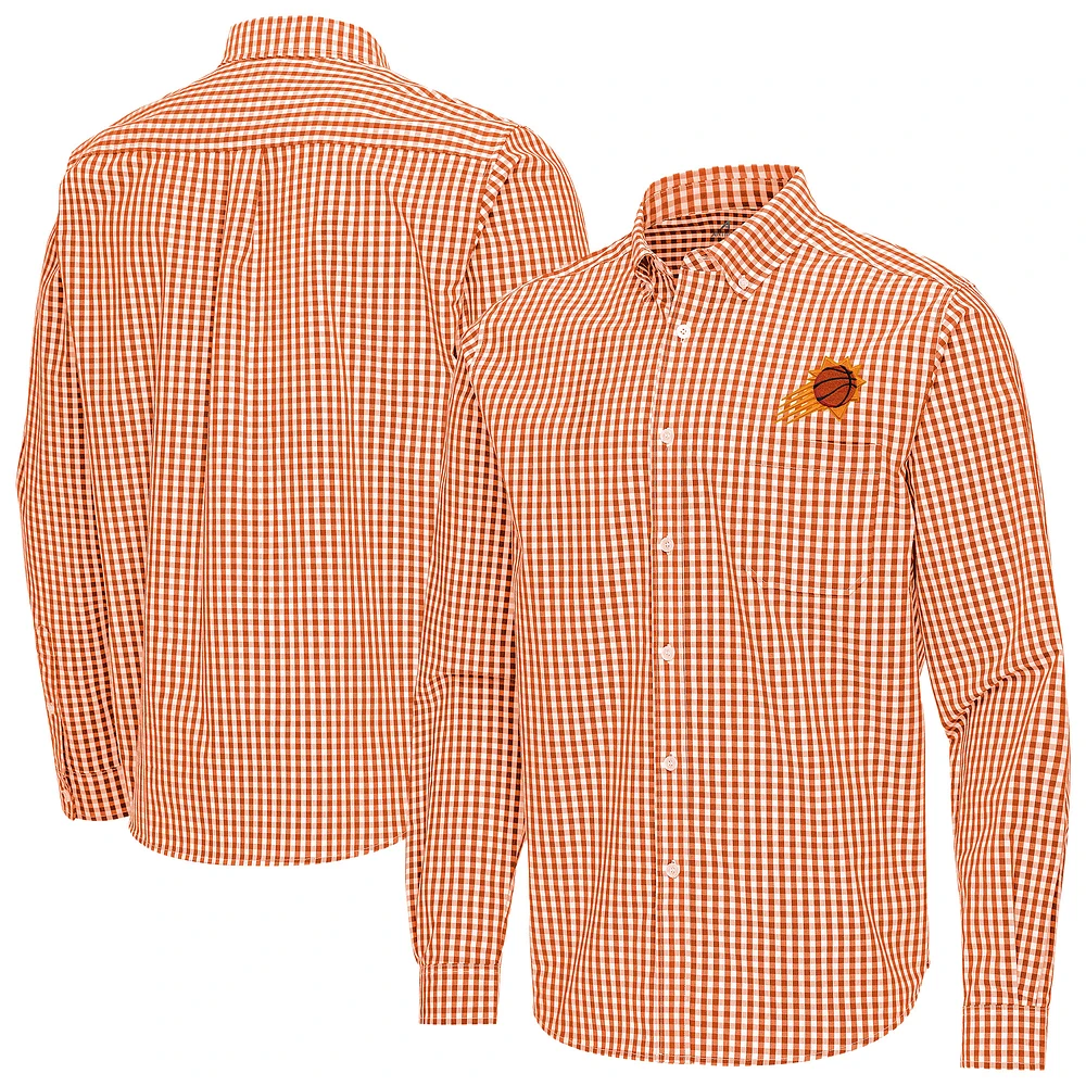 Men's Antigua Burnt Orange Phoenix Suns Ellis Woven Tri-Blend Button-Down Shirt