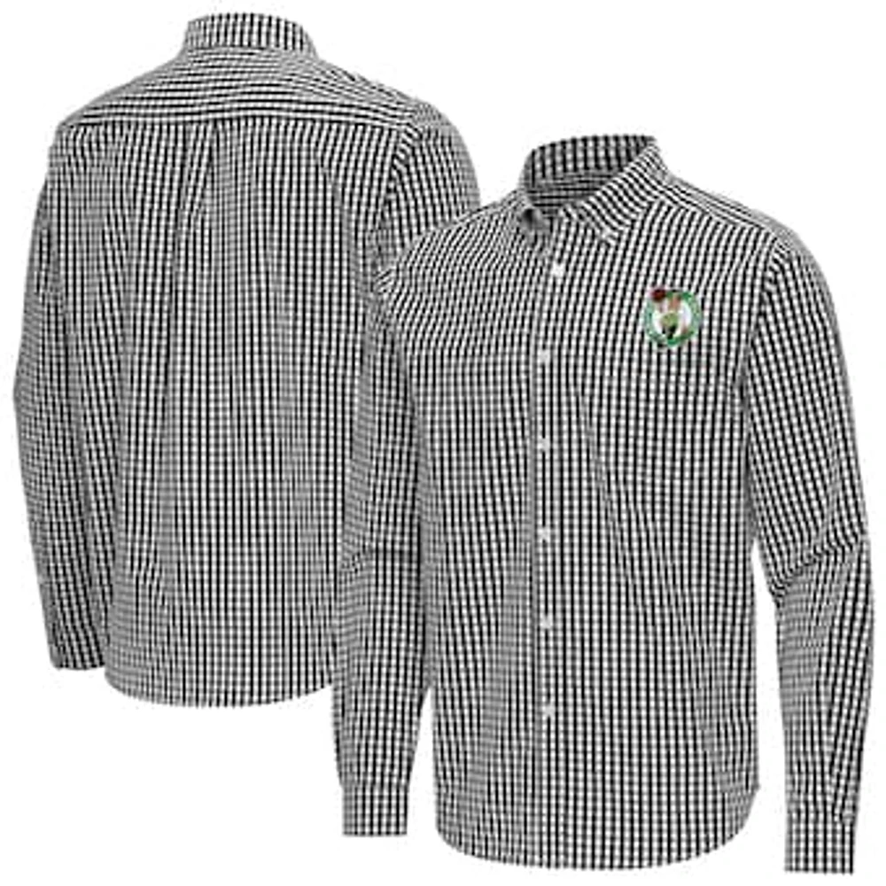 Men's Antigua Boston Celtics Ellis Woven Tri-Blend Button-Down Shirt