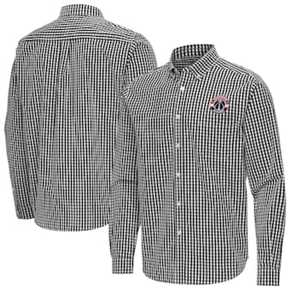Men's Antigua Washington Wizards Ellis Woven Tri-Blend Button-Down Shirt