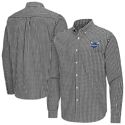 Men's Antigua Charlotte Hornets Ellis Woven Tri-Blend Button-Down Shirt