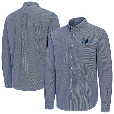 Men's Antigua Navy Memphis Grizzlies Porter Woven Long Sleeve Button-Down Shirt