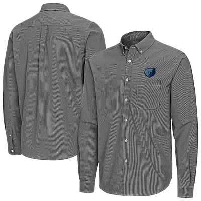 Men's Antigua Black Memphis Grizzlies Porter Woven Long Sleeve Button-Down Shirt