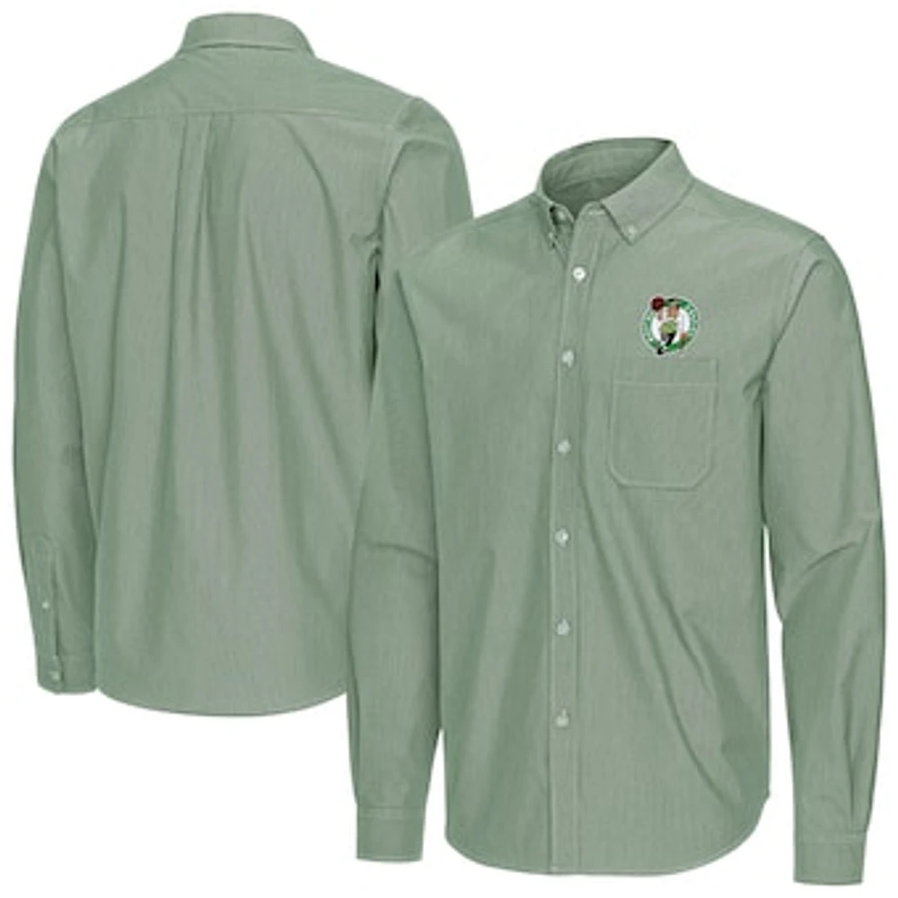 Men's Antigua Kelly Green Boston Celtics Porter Woven Long Sleeve Button-Down Shirt
