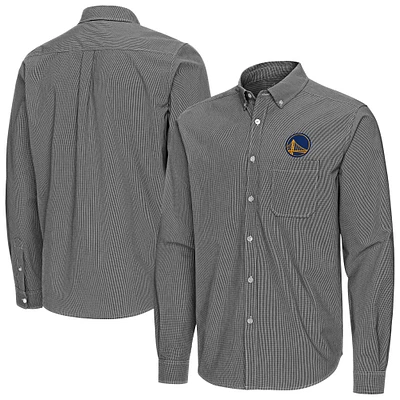 Men's Antigua Black Golden State Warriors Porter Woven Long Sleeve Button-Down Shirt
