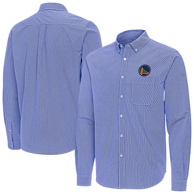 Men's Antigua Royal Golden State Warriors Porter Woven Long Sleeve Button-Down Shirt