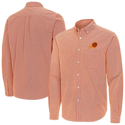 Men's Antigua Burnt Orange Phoenix Suns Porter Woven Long Sleeve Button-Down Shirt