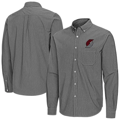 Men's Antigua Portland Trail Blazers Porter Woven Long Sleeve Button-Down Shirt
