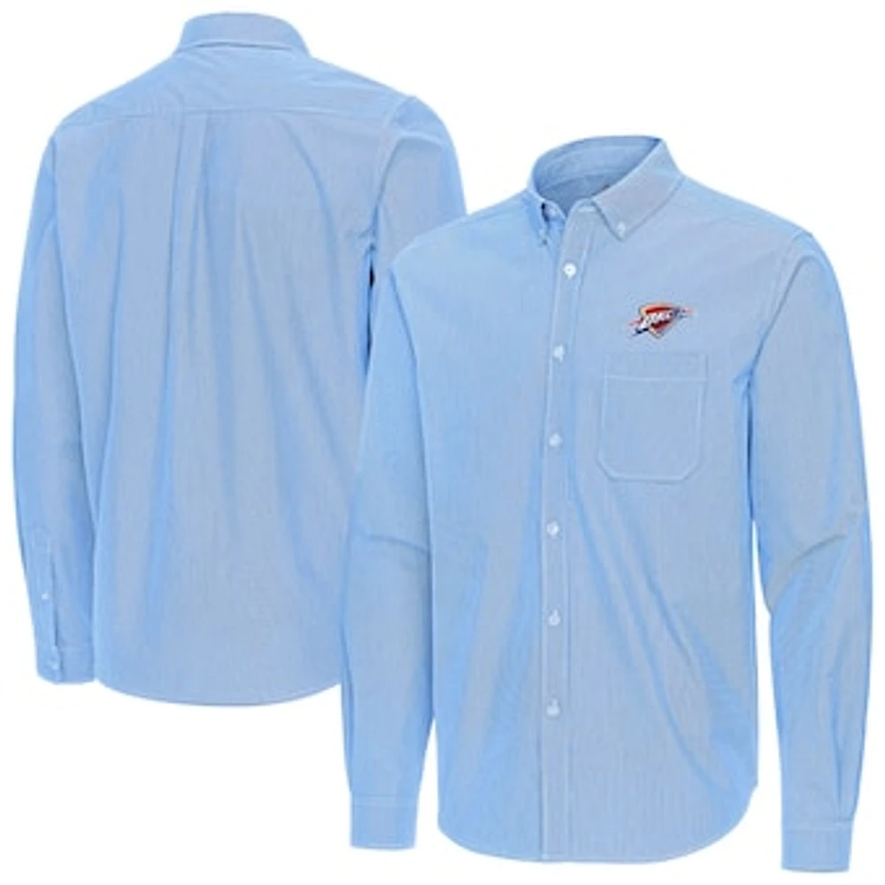 Men's Antigua Powder Blue Oklahoma City Thunder Porter Woven Long Sleeve Button-Down Shirt